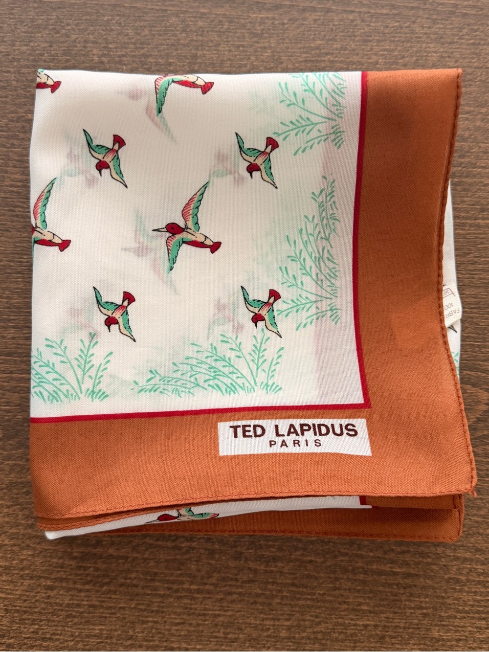 Vintage Ted lapidus parisian French scarf 26x26 birds print